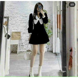 Đầm xoè phối cổ peter trắng