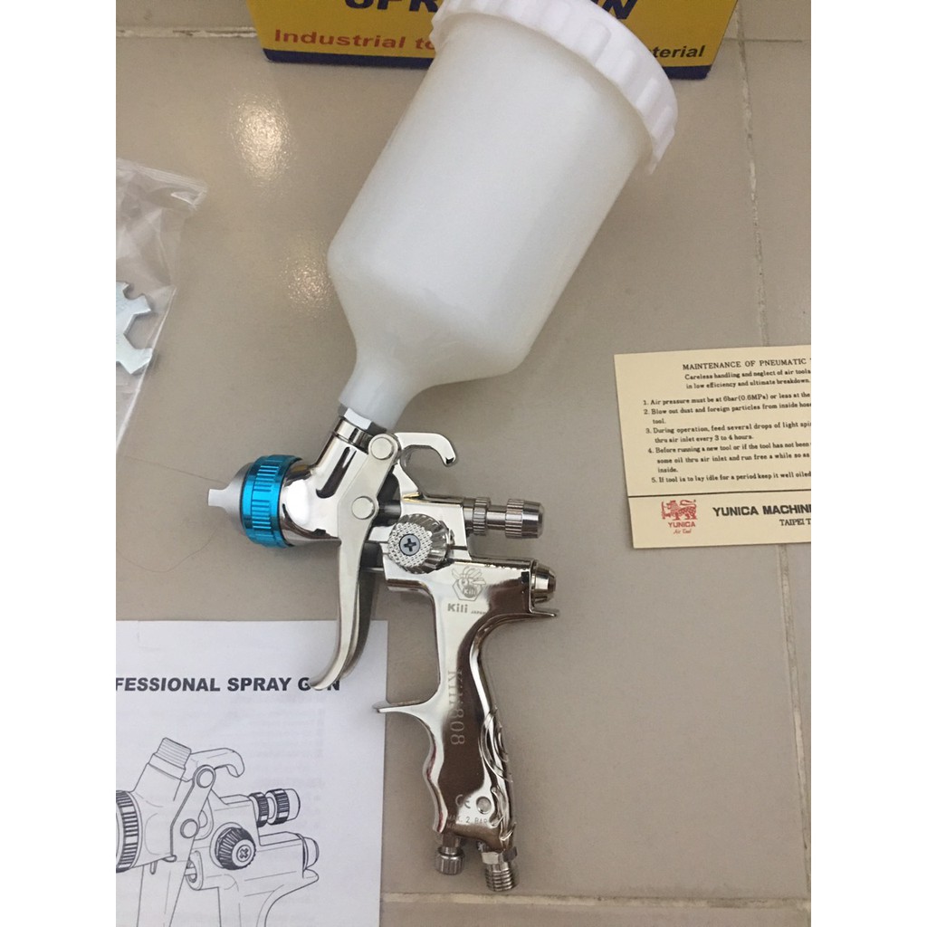 Súng phun sơn Ô tô cao cấp KILI KR-808U phun phủ bóng phủ màu đẹp tơi sơn độ bền cao