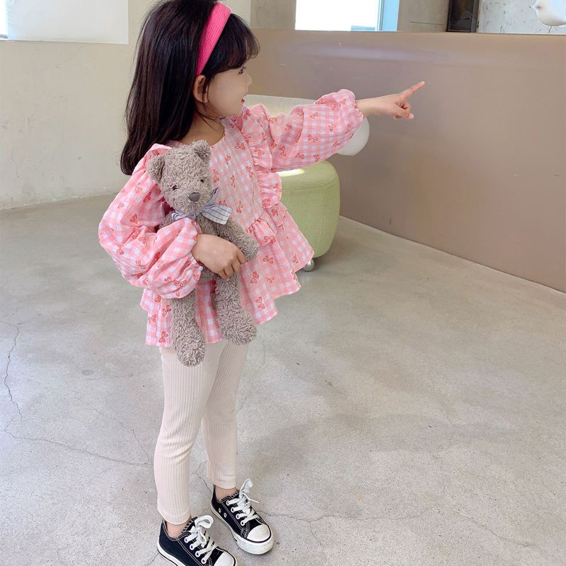 [Babycat] Hàng Có Sẵn Áo Sơ Mi Caro Nhỏ Phong Cách Hàn Quốc Nhật Bản Mới 2022 Phong Cách Phương Tây Cho Bé Gái