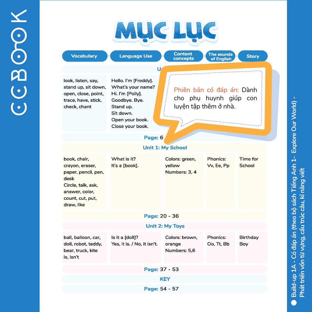 Sách Tiếng Anh lớp 1 - Build-up 1A (Theo bộ Explore Our World) - Phát triển vốn từ vựng, kĩ năng viết - Có đáp án