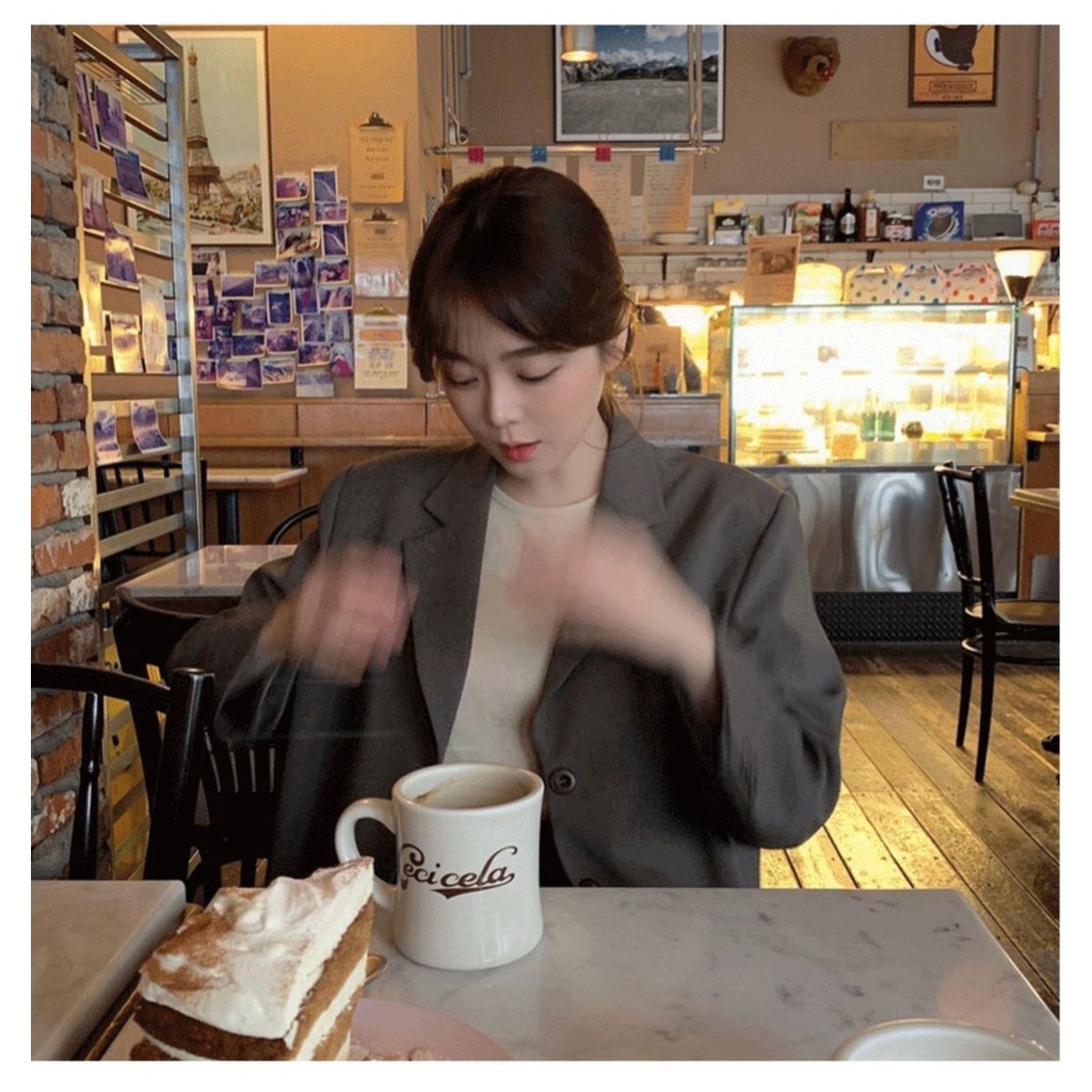 Áo khoác vest ngắn màu sáng phong cách thu đông mới cho nữ