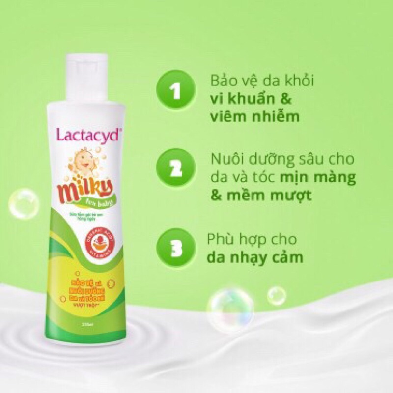 Sữa tắm gội cho bé Lactacyd Milky 250ml và 500ml