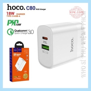 Bộ sạc nhanh ippd 20w qc 3.0 | hoco c80-củ sạc kèm dây sạc type c to ip12 11 xsmax