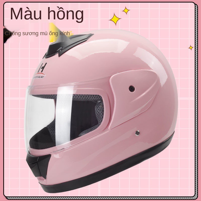 Mũ bảo hiểm xe hơi pin điện màu xám nam và nữ Harley bốn mùa phổ thông full face loại đông ấm áp dễ thương <