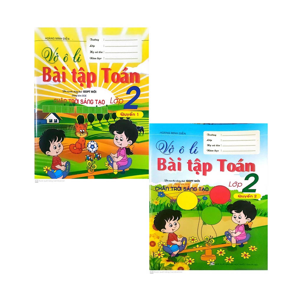 Combo Vở Ô Li Bài Tập Toán Lớp 2 Quyển 1 + Quyển 2 ( Bám Sát Sách Giáo Khoa Chân trời Sáng Tạo )