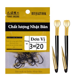 Lưỡi Câu Cá YJ vàng đen lệch tâm cao cấp , cấu tạo thông minh , Thân lưỡi câu chắc chắn