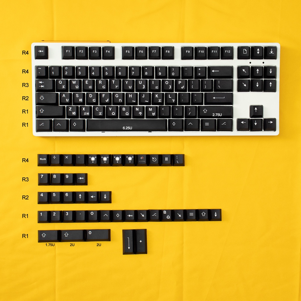 Minimalist Black Martian  keycaps cherry profile Dye-Sublimation PBT keycap 129 keys