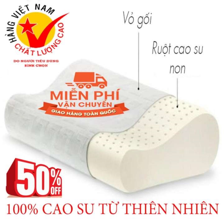 Gối Cao Su Non Chống Đau Cổ, Vai, Gáy, Thành Phần 100% Cao Su Tự Nhiên, Siêu Mềm Mại - Bảo hành 1 đổi 1