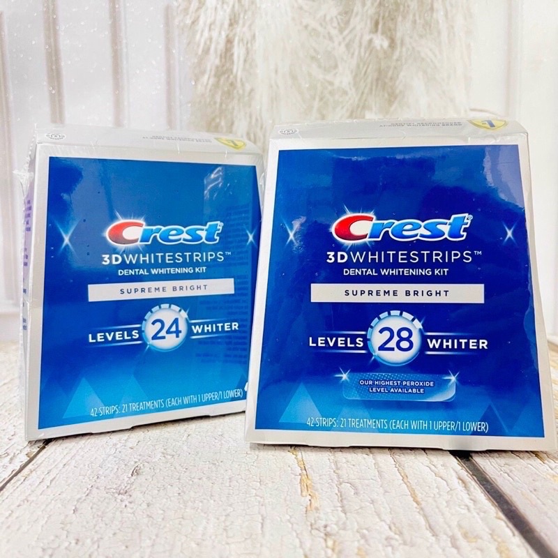 Miếng dán trắng răng Crest 3D Whitestrips Supreme Bright Level 28 42 miếng ( Lẻ 1 cặp )