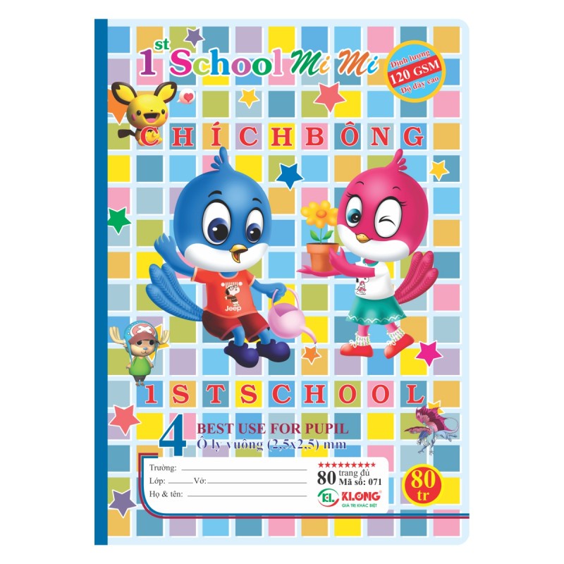 Vở 4 ô ly May gáy 1st School 80 trang 120/92 KLONG MS: 071