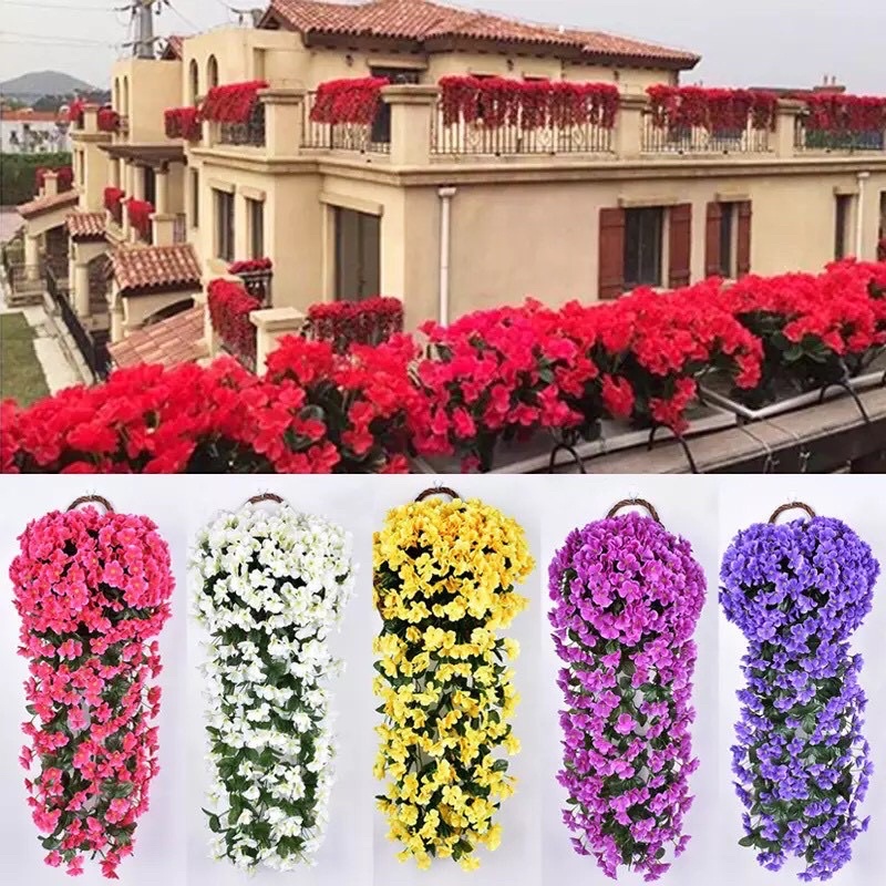 Chùm Đỗ Quyên Treo Tường - hoa vải hoa lụa cao cấp
