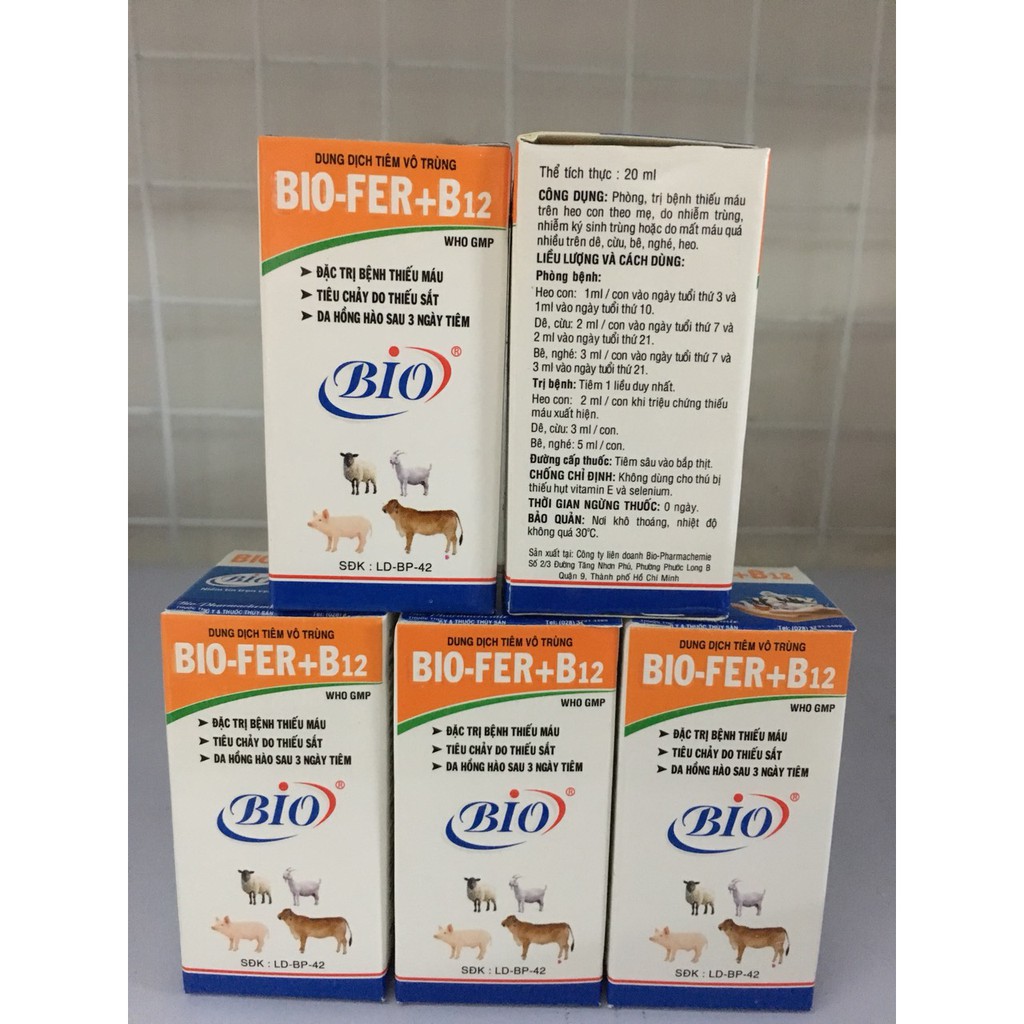 Bio-fer+B12 bổ sung sắt cho vật nuôi (20ml)