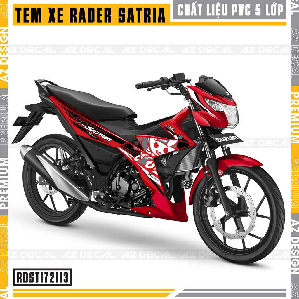 Tem Xe Suzuki Raider/Satria | RDST172113 | Decal PVC Dán Xe Máy Chống Nước, Cắt Sẵn Dễ Dán, Nhiều Màu