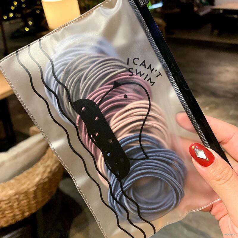 Túi zip dây chun Buộc Tóc 100c  Phong Cách Hàn Quốc Nhiều Màu Tùy Chọn