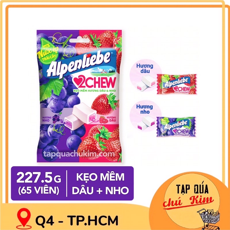 Kẹo mềm ALPENLIEBE 2CHEW vị DÂU NHO bịch 65 VIÊN  - tạp quá chú Kim