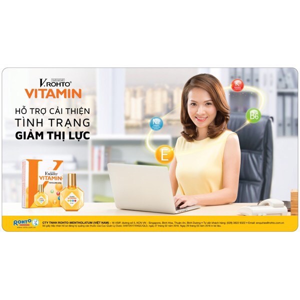 V.Rohto Vitamin - Nước nhỏ mắt hỗ trợ cải thiện tình trạng giảm thị lực, mắt mờ do tiết dịch