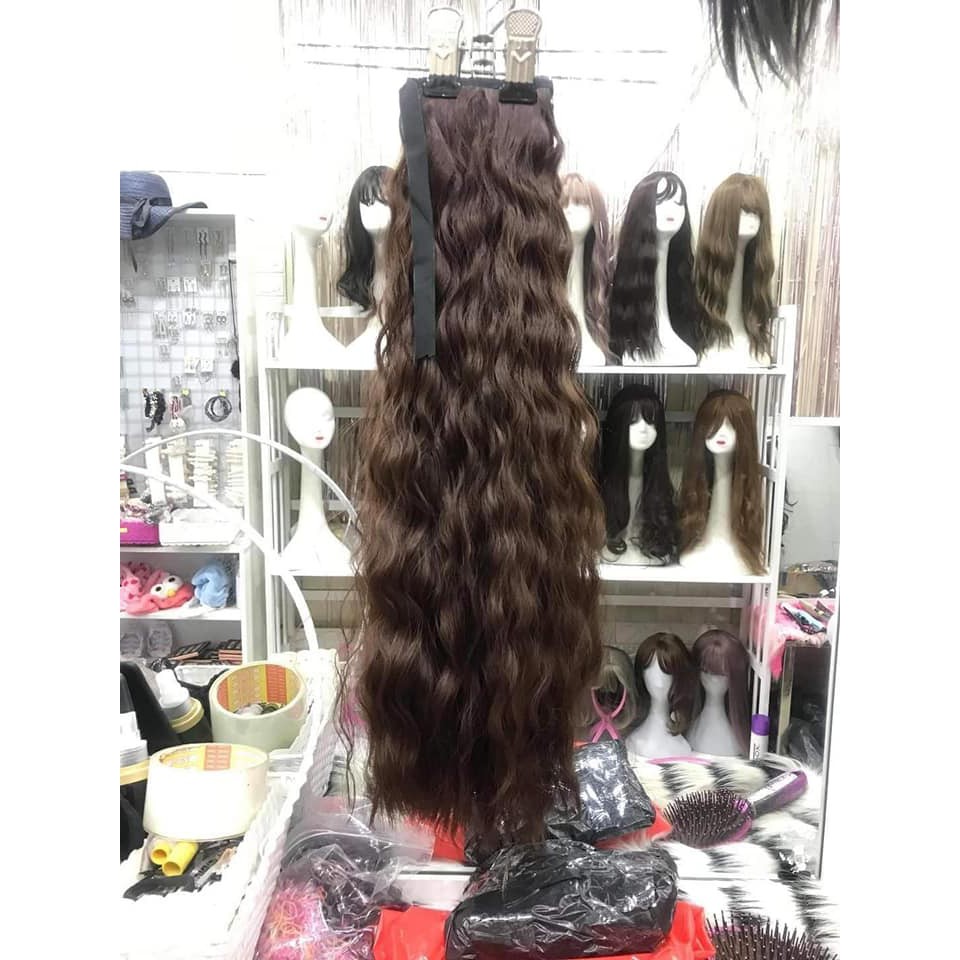 Đuôi tóc giả cột xù mì CAO CẤP (video thật). Tóc dài 60cm xoăn HÀN QUỐC, loại siêu nhẹ, cứu tinh tóc mỏng, tóc ngắn
