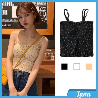 Áo 2 dây LaNa dáng croptop ôm body, Áo hai dây họa tiết hoa nhí co dãn tốt, có chốt điều chỉnh C39