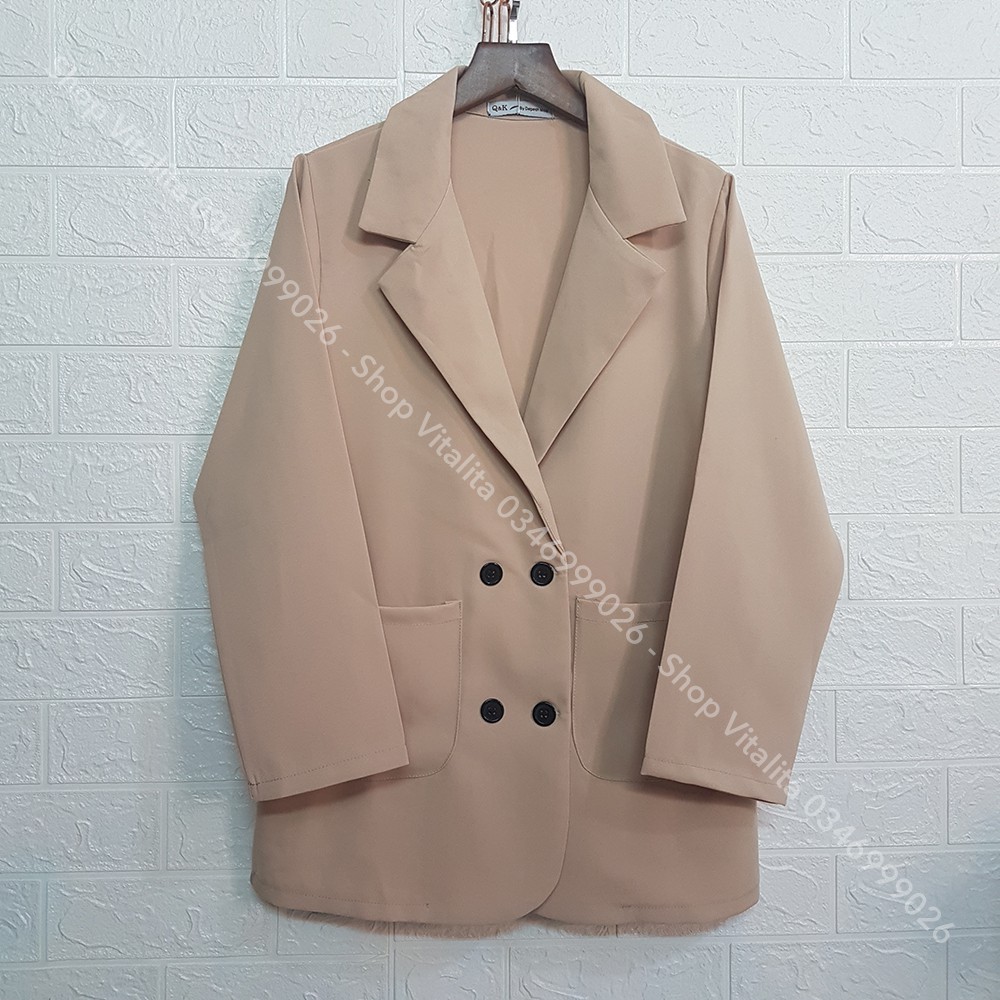 Áo Blazer nữ 2 lớp túi nắp [Ảnh Video thật] - Màu Đen / Nâu / Be / Kẻ nâu - chất vải dày dặn lên Form cực đẹp