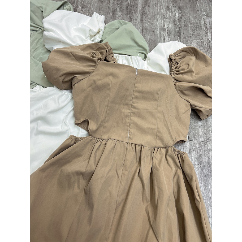 [Ảnh thật/Video] Váy cổ vuông hở eo chất thô mềm - 29feb.closet - V23