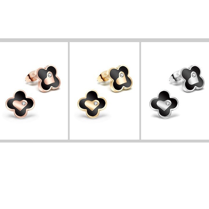 Bông Tai Cỏ 4 Lá Titan Không Đen TT 1840