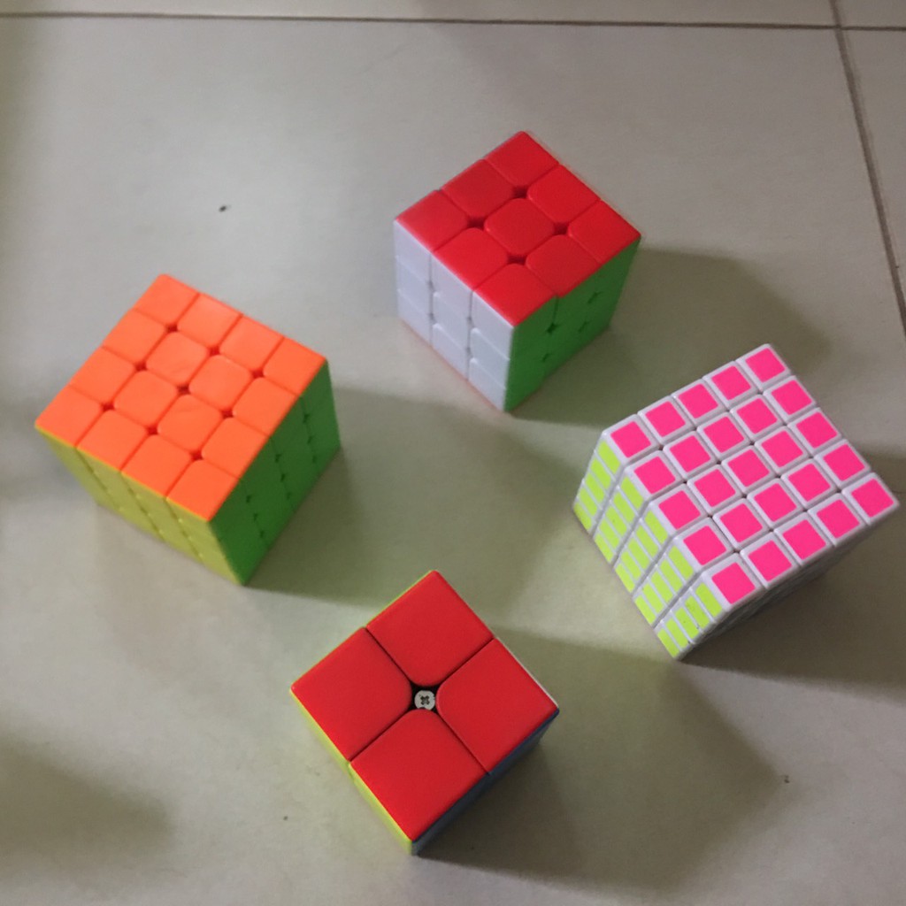 Combo 4 Rubik luyện trí não gồm: 2x2x2, 3x3x3, 4x4x4, 5x5x5 - Hàng Cao cấp, Xoay trơn, Cực bền