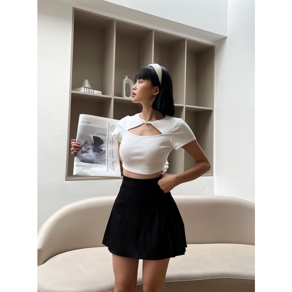 Áo croptop nữ tay ngắn dây chéo | EIRA TOP - CLÉLIE