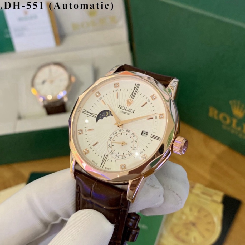 Đồng hồ Cơ nam Rolex máy cơ automatic dây da sang trọng chống nước bảo hành 12m DH551.