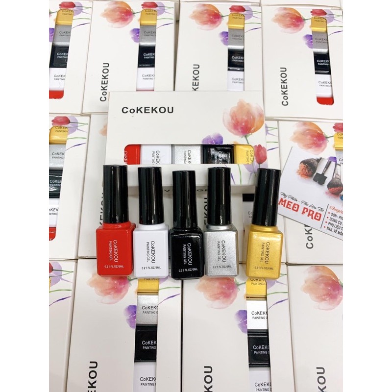 cọ nét gel CoKeKou( 1 bộ 5 chai) trang trí móng tay chân