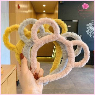 Băng Đô Cho Bé Hình Tai Gấu Bọc Vải Lông Mềm Phong Cách Đáng Yêu