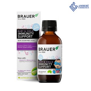 Tăng sức đề kháng cho bé BRAUER Immunity Support Tăng cường Hệ miễn dịch dạng siro 100 ml