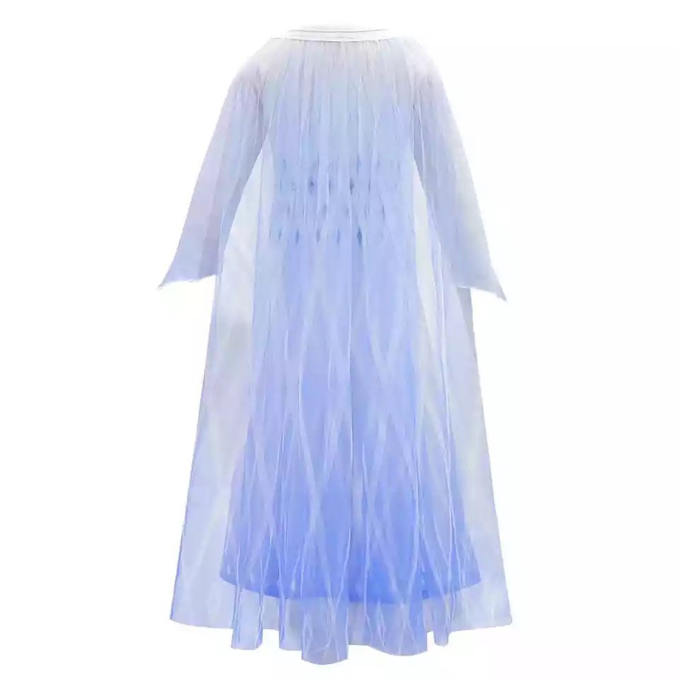 Váy đầm elsa cho bé gái màu trắng trong phim frozen 2, váy elsa dài tay cho bé gái kèm tà rời, size 13kg-35kg - HM0690