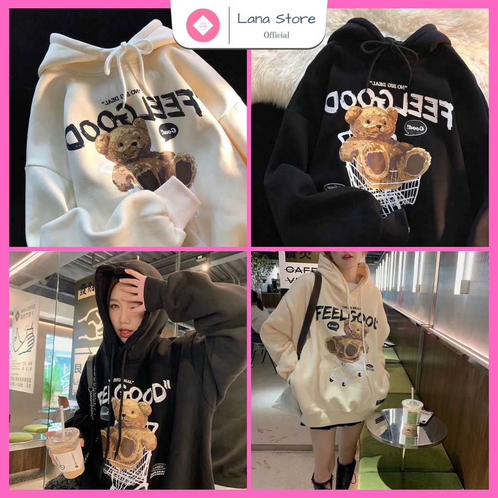 Áo Hoodie In Gấu Feel Good Chất Nỉ Bông Mịn Đẹp Form Unisex