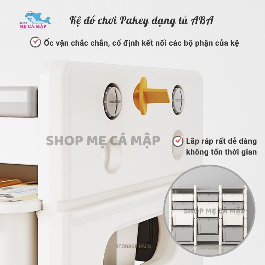 Kệ đồ chơi cao cấp ABA cho bé, nhựa nguyên sinh dày dặn chắc chắn Pakey