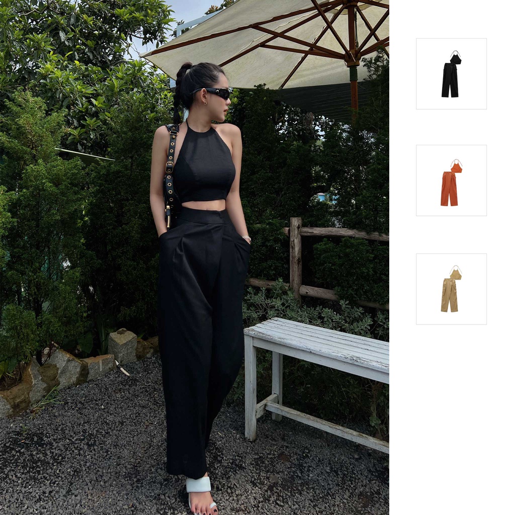 Set Nữ Basic Halter Linen , Chất Vải Linen Thoải Mái , WSD000290 ,SOMEHOW