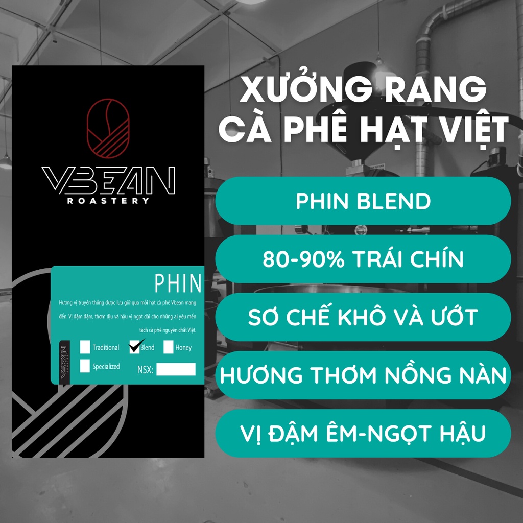 Cà Phê Robusta Rang Xay Nguyên Chất Pha Phin Truyền Thống Cao Cấp - 1kg Cafe Phin Blend Arabica Cầu Đất - VBEAN Roastery