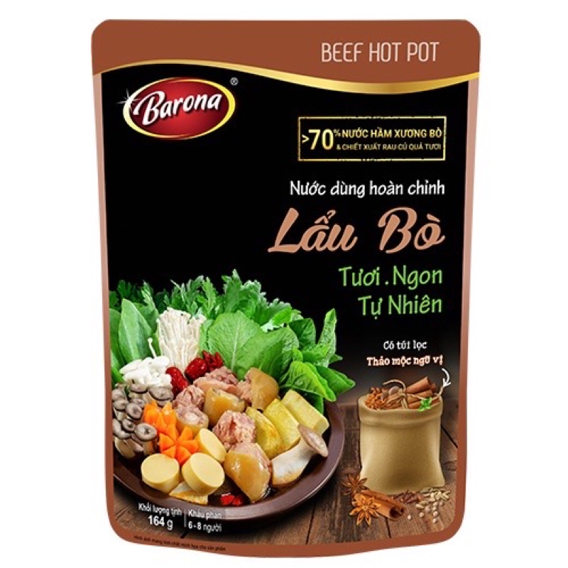 Nước Dùng Hoàn Chỉnh Barona - Lẩu Bò 164g