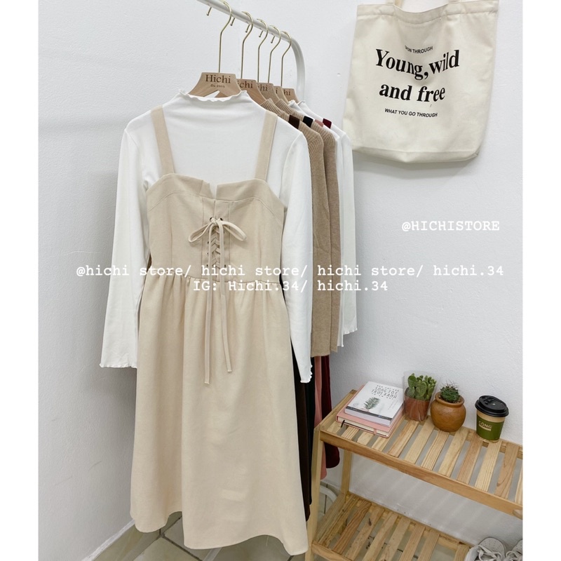 váy yếm mùa đông ẢNH THẬT VIDEO đan dây ngực hichi | BigBuy360 - bigbuy360.vn