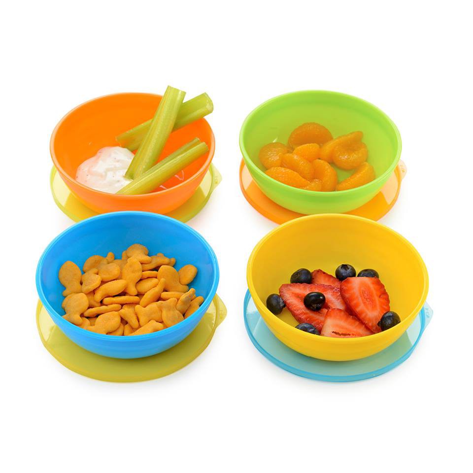 Bộ 4 bát có nắp + 2 thìa Munchkin Love a Bowls