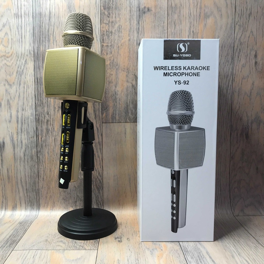 [TẶNG KÈM CHÂN MICRO]  Micro Karaoke Bluetooth YS92 hát karaoke sân khấu, karaoke gia đình, chất lượng thu giọng tốt