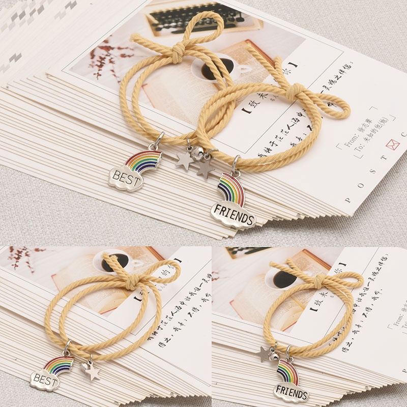 Set 2 Vòng Tay Tình Bạn Màu Cầu Vồng Thời Trang Hàn Quốc