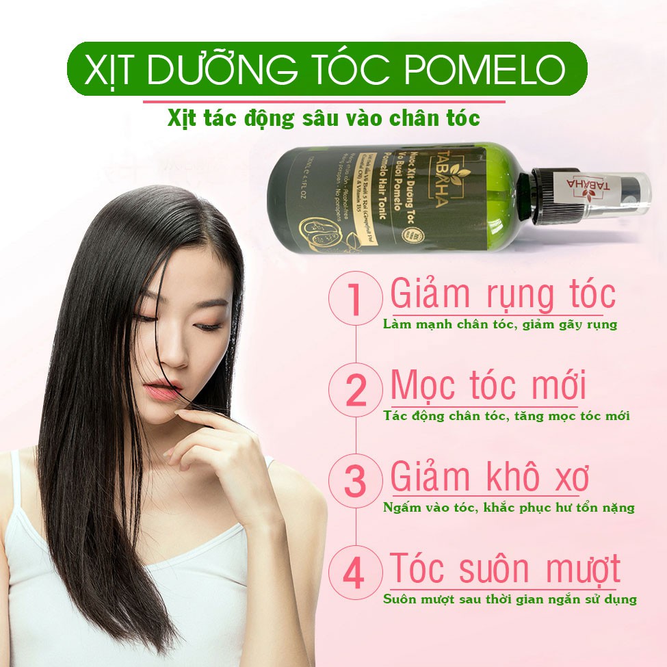 Combo 2 nước xịt dưỡng tóc kích thích mọc tóc Tabaha 120ml từ tinh dầu bưởi Năm roi &amp; Vitamin B5