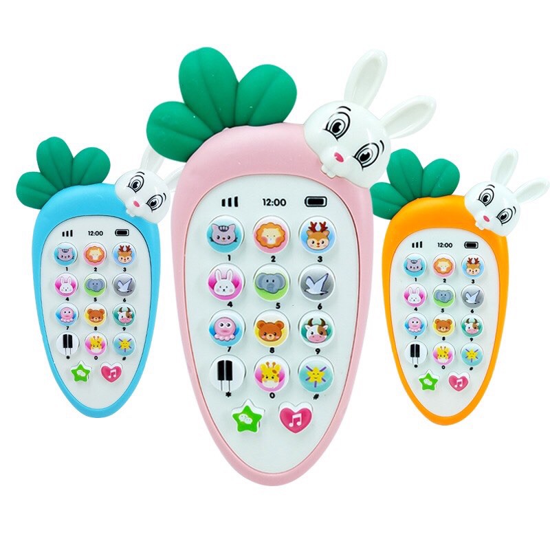 [Có đèn nhạc][HOT HOT] Vỉ đồ chơi điện thoại thỏ cà rốt vui nhộn dành cho bé Đồ chơi Thông minh 16232
