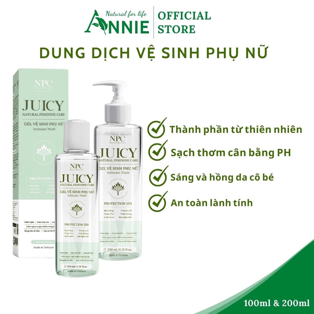 dung dịch vệ sinh thảo dược Juicy từ thiên nhiên giúp làm sạch, cân bằng pH âm đạo, ngăn chặn sự phát triển của vi khuẩn