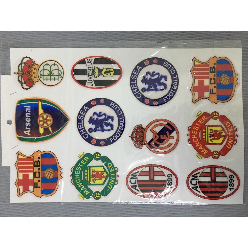 [FAN CLUB] Trọn bộ 12 tem câu lạc bộ yêu thích hiện nay, tem phũ lớp nhựa dẻo LOGO câu lạc bộ bóng đá