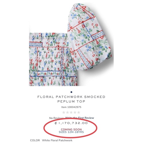 Áo bé gái JANIE AND JACK -  FLORAL PATCHWORK SMOCKED PEPLUM TOP