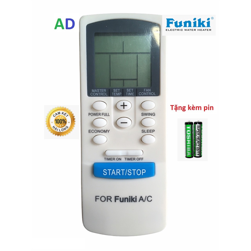 Điều khiển điều hòa Funiki MP07A có nút xanh to - tặng kèm pin - Remote điều hòa Funiki có nút xanh to MP07A