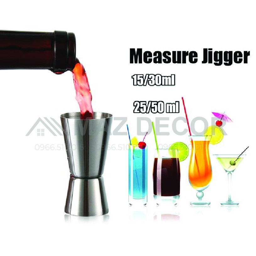 Giá Sỉ Ca ly đong định lượng 2 đầu inox Jigger cocktail & wine bar - Zigger inox zic 2 đầu