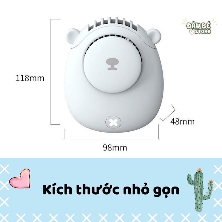 Quạt Mini Tích Điện Đeo Cổ Cầm Tay - Quạt Đeo Cổ Xinh Xắn Nhỏ Gọn Hình Gấu Đầu Usb - Daube - Gd002