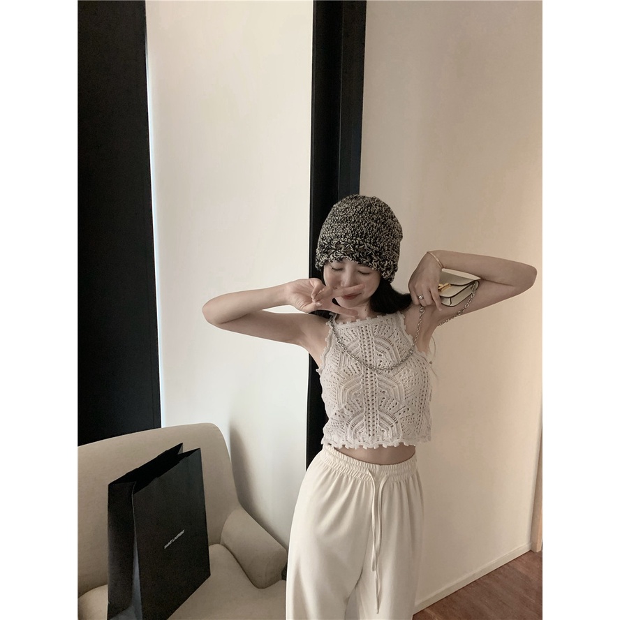 Áo Dệt Kim Không Tay Cổ Tròn Thời Trang Hàn Quốc Gợi Cảm Cho Nữ